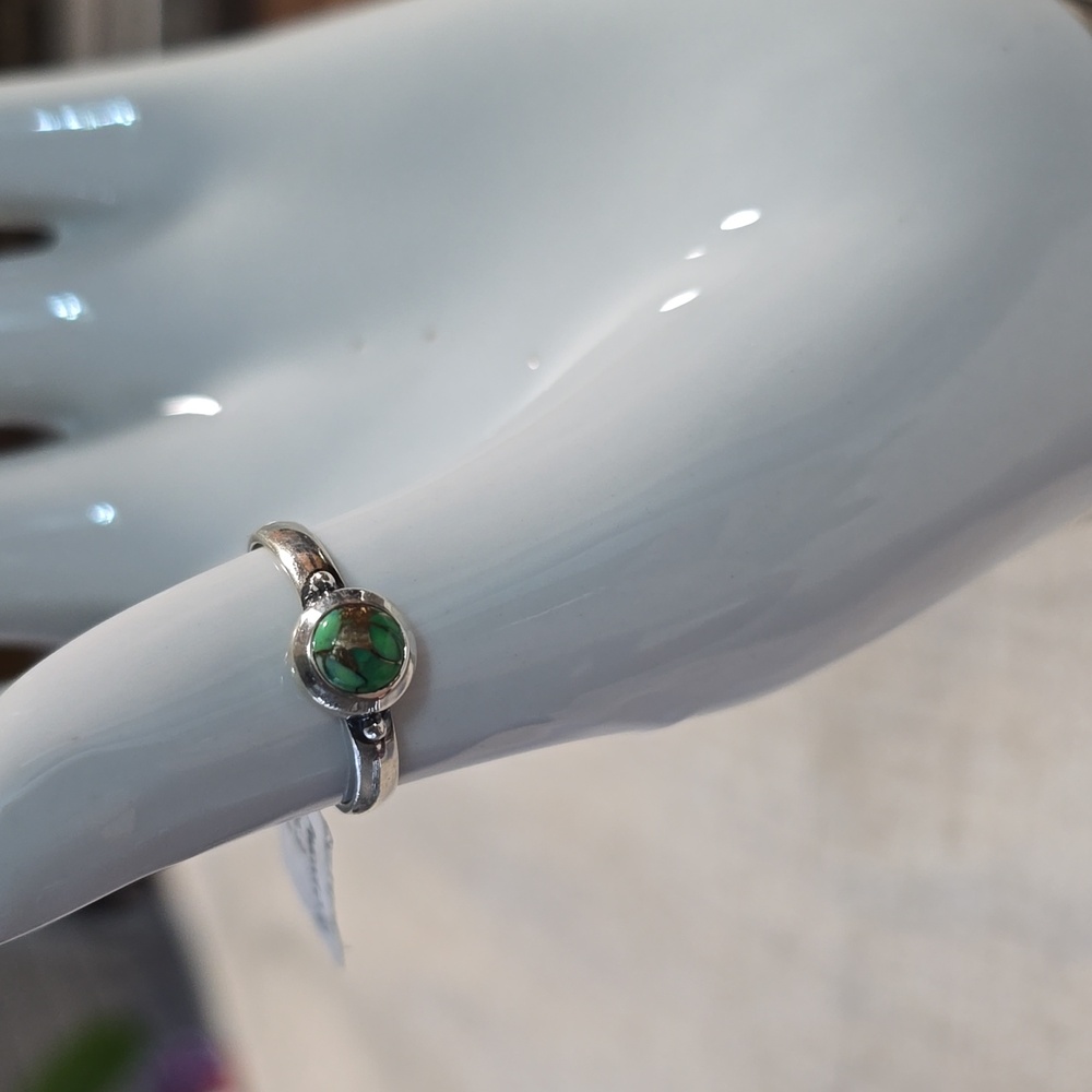 925 Sterling Silver~Peacock Dahlia Turquoise Ring~Sz 9